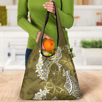 Gold Polynesian Tribal Frangipani Tropical Vibe Grocery Bag