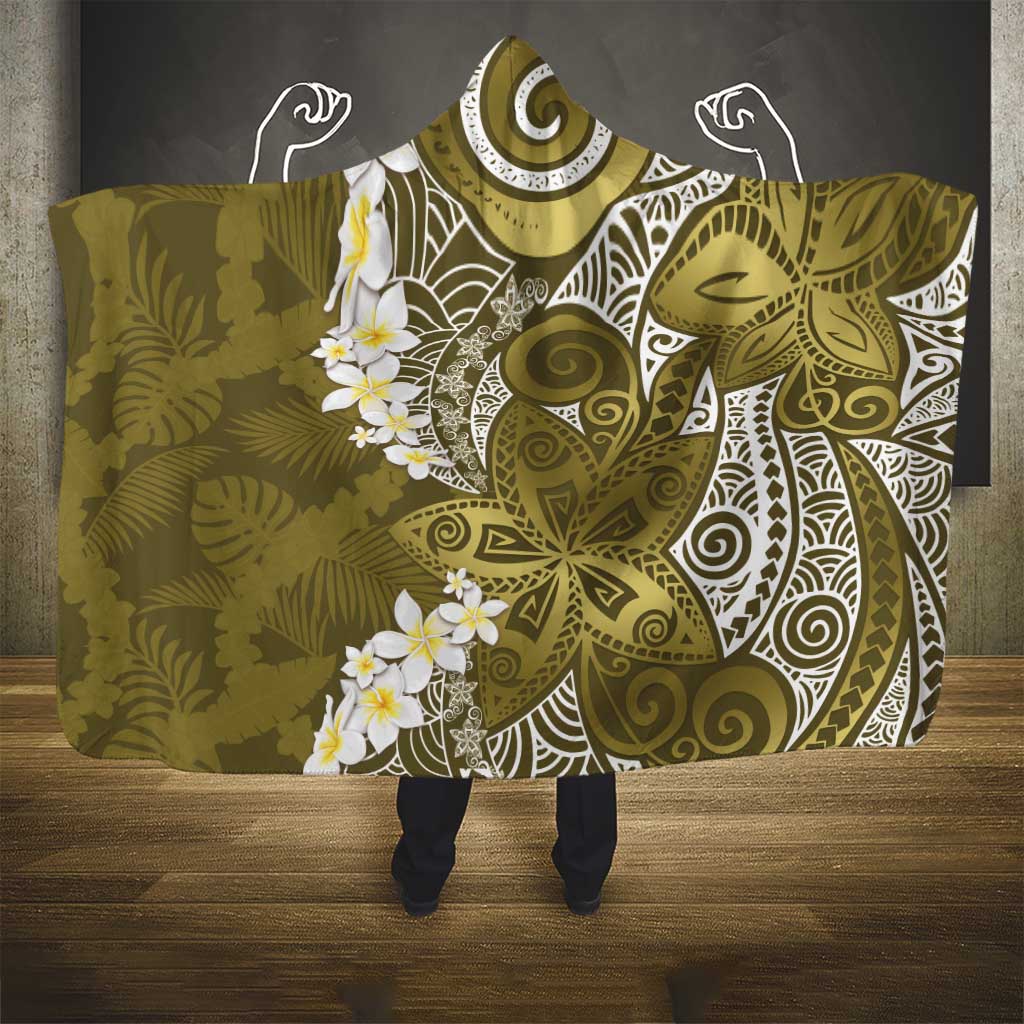 Gold Polynesian Tribal Frangipani Tropical Vibe Hooded Blanket LT14 - Polynesian Pride