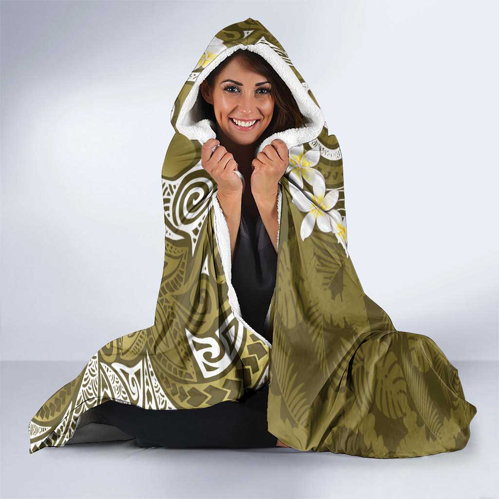 Gold Polynesian Tribal Frangipani Tropical Vibe Hooded Blanket LT14 - Polynesian Pride