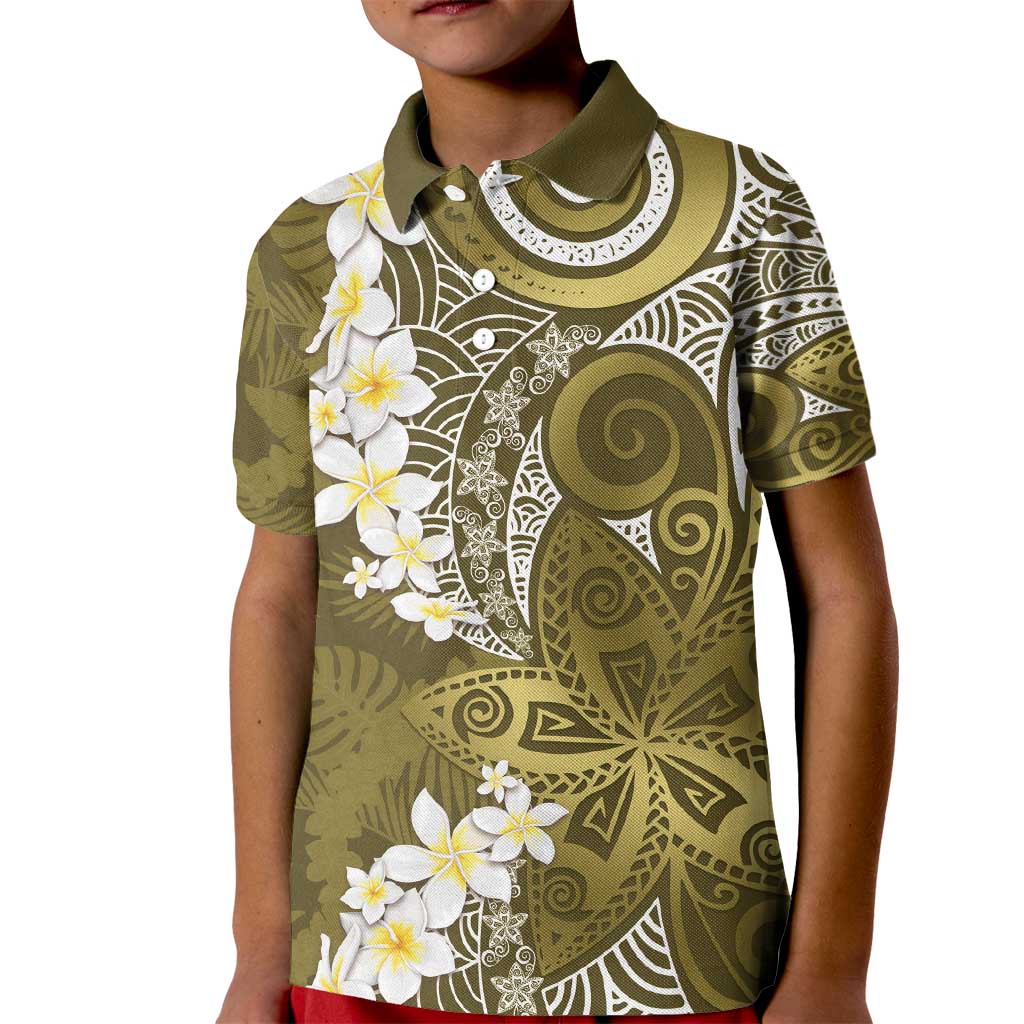 Gold Polynesian Tribal Frangipani Tropical Vibe Kid Polo Shirt LT14 Kid Gold - Polynesian Pride