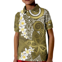 Gold Polynesian Tribal Frangipani Tropical Vibe Kid Polo Shirt LT14 Kid Gold - Polynesian Pride