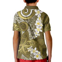 Gold Polynesian Tribal Frangipani Tropical Vibe Kid Polo Shirt LT14 - Polynesian Pride