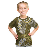 Gold Polynesian Tribal Frangipani Tropical Vibe Kid T Shirt LT14 Gold - Polynesian Pride