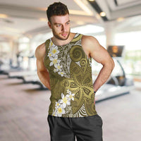 Gold Polynesian Tribal Frangipani Tropical Vibe Men Tank Top