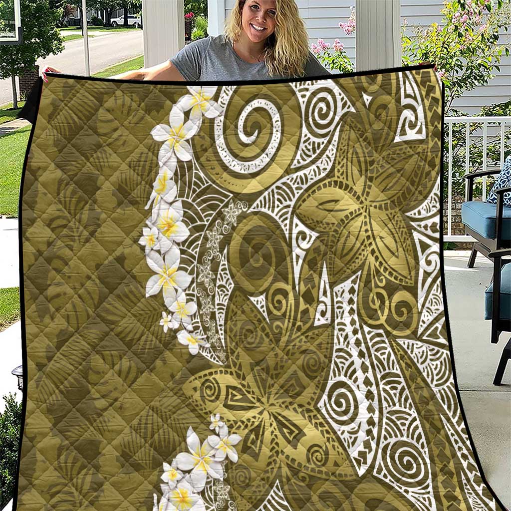 Gold Polynesian Tribal Frangipani Tropical Vibe Quilt LT14 Gold - Polynesian Pride