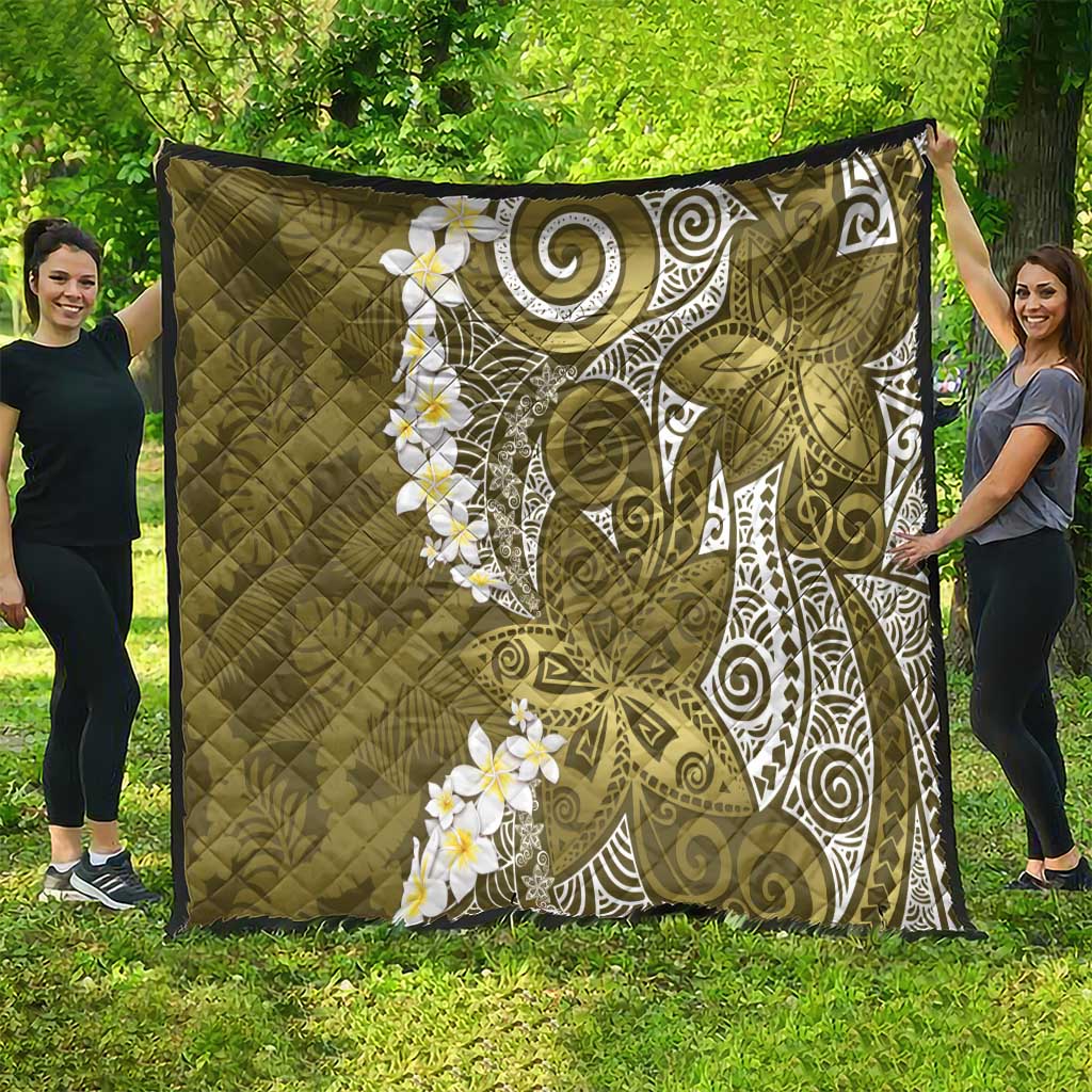 Gold Polynesian Tribal Frangipani Tropical Vibe Quilt LT14 - Polynesian Pride
