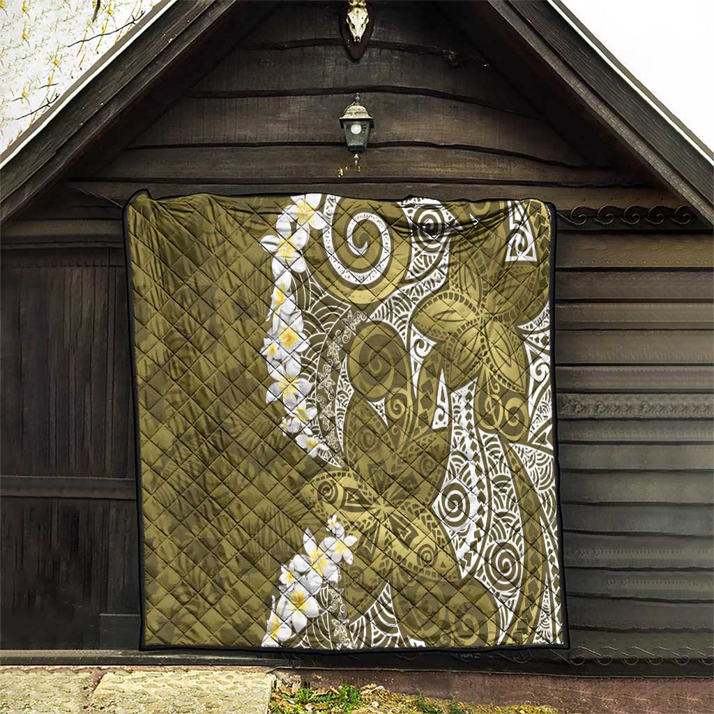 Gold Polynesian Tribal Frangipani Tropical Vibe Quilt LT14 - Polynesian Pride