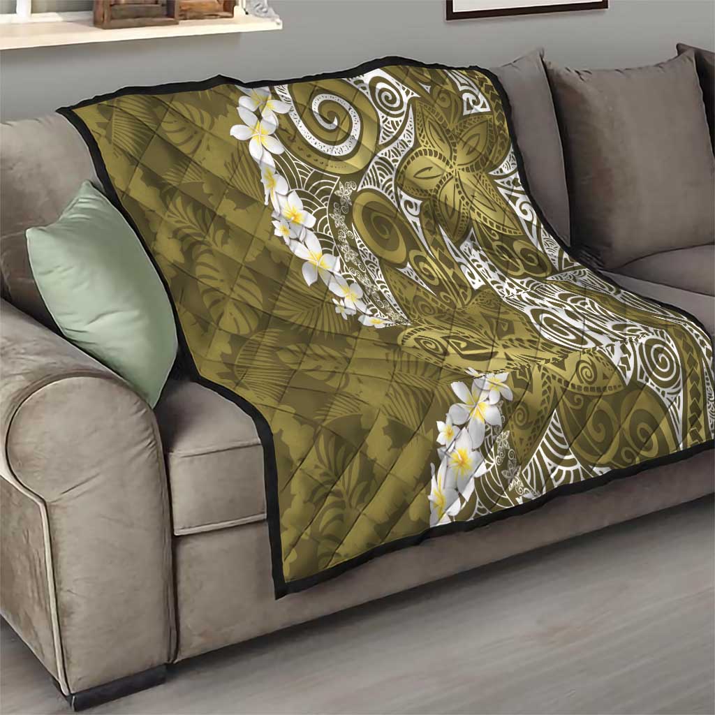 Gold Polynesian Tribal Frangipani Tropical Vibe Quilt LT14 - Polynesian Pride