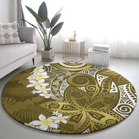 Gold Polynesian Tribal Frangipani Tropical Vibe Round Carpet LT14 - Polynesian Pride