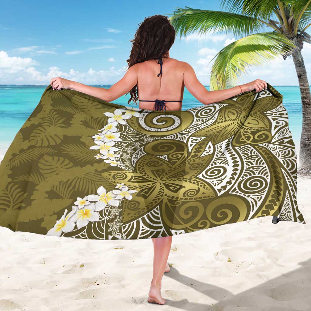 Gold Polynesian Tribal Frangipani Tropical Vibe Sarong