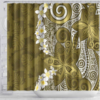 Gold Polynesian Tribal Frangipani Tropical Vibe Shower Curtain