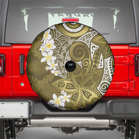 Gold Polynesian Tribal Frangipani Tropical Vibe Spare Tire Cover
