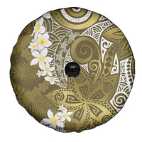 Gold Polynesian Tribal Frangipani Tropical Vibe Spare Tire Cover