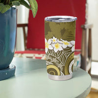 Gold Polynesian Tribal Frangipani Tropical Vibe Tumbler Cup