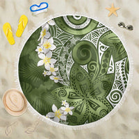 Green Polynesian Tribal Frangipani Tropical Vibe Beach Blanket LT14 One Size 150cm Green - Polynesian Pride
