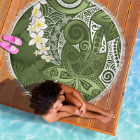 Green Polynesian Tribal Frangipani Tropical Vibe Beach Blanket LT14 - Polynesian Pride