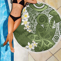 Green Polynesian Tribal Frangipani Tropical Vibe Beach Blanket LT14 - Polynesian Pride
