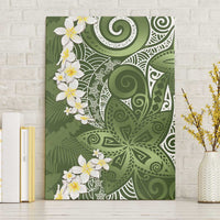 Green Polynesian Tribal Frangipani Tropical Vibe Canvas Wall Art