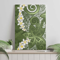 Green Polynesian Tribal Frangipani Tropical Vibe Canvas Wall Art
