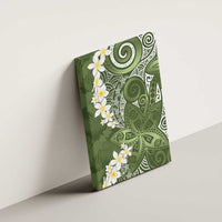 Green Polynesian Tribal Frangipani Tropical Vibe Canvas Wall Art