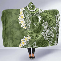 Green Polynesian Tribal Frangipani Tropical Vibe Hooded Blanket LT14 One Size Green - Polynesian Pride