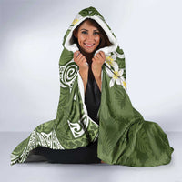 Green Polynesian Tribal Frangipani Tropical Vibe Hooded Blanket LT14 - Polynesian Pride