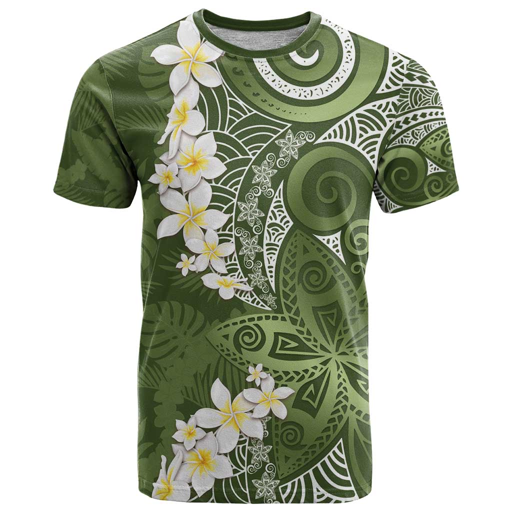 Green Polynesian Tribal Frangipani Tropical Vibe T Shirt