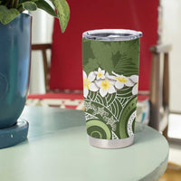 Green Polynesian Tribal Frangipani Tropical Vibe Tumbler Cup