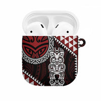 Red Aotearoa Niho Taniwha AirPods Case Maori Mythology Tooth - Taniko Motifs - Polynesian Pride
