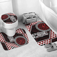 Red Aotearoa Niho Taniwha Bathroom Set Maori Mythology Tooth - Taniko Motifs - Polynesian Pride