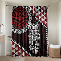 Red Aotearoa Niho Taniwha Bathroom Set Maori Mythology Tooth - Taniko Motifs - Polynesian Pride