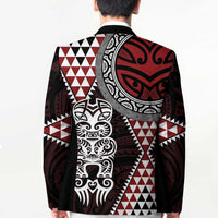 Red Aotearoa Niho Taniwha Blazer Maori Mythology Tooth - Taniko Motifs - Polynesian Pride