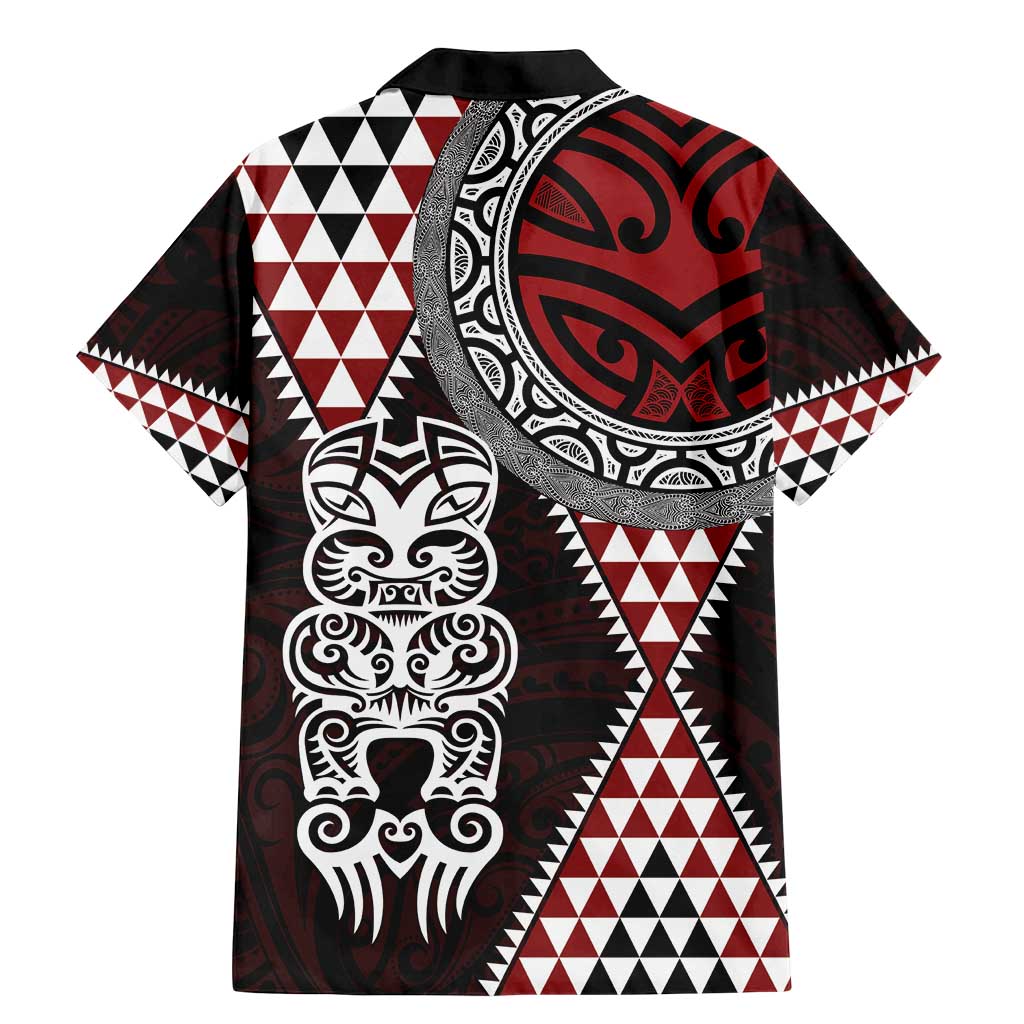 Red Aotearoa Niho Taniwha Family Matching Mermaid Dress and Hawaiian Shirt Maori Mythology Tooth - Taniko Motifs