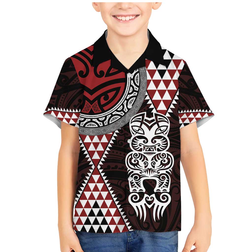 Red Aotearoa Niho Taniwha Family Matching Mermaid Dress and Hawaiian Shirt Maori Mythology Tooth - Taniko Motifs