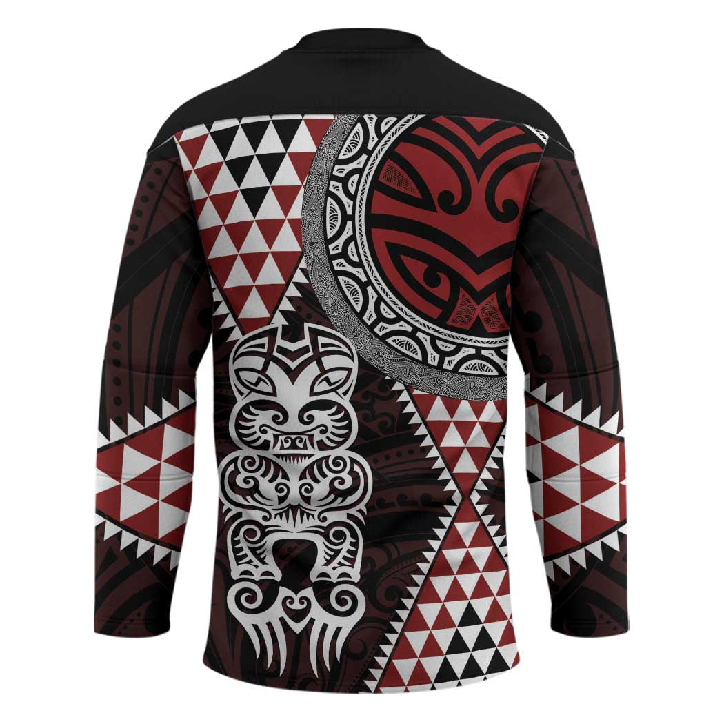 Red Aotearoa Niho Taniwha Hockey Jersey Maori Mythology Tooth - Taniko Motifs - Polynesian Pride