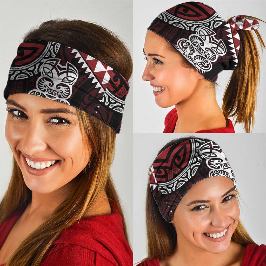 Red Aotearoa Niho Taniwha Neck Gaiter Maori Mythology Tooth - Taniko Motifs - Polynesian Pride