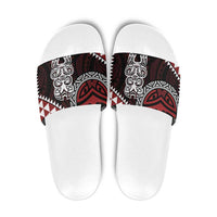 Red Aotearoa Niho Taniwha Slide Sandals Maori Mythology Tooth - Taniko Motifs - Polynesian Pride
