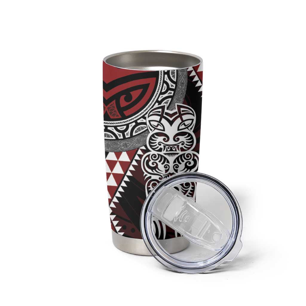 Red Aotearoa Niho Taniwha Tumbler Cup Maori Mythology Tooth - Taniko Motifs