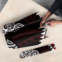 Red Aotearoa Niho Taniwha Umbrella Maori Mythology Tooth - Taniko Motifs - Polynesian Pride
