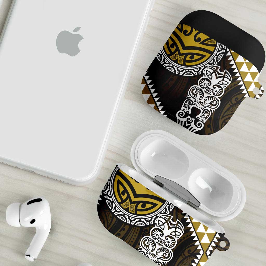 Yellow Aotearoa Niho Taniwha AirPods Case Maori Mythology Tooth - Taniko Motifs - Polynesian Pride