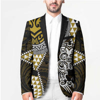 Yellow Aotearoa Niho Taniwha Blazer Maori Mythology Tooth - Taniko Motifs - Polynesian Pride