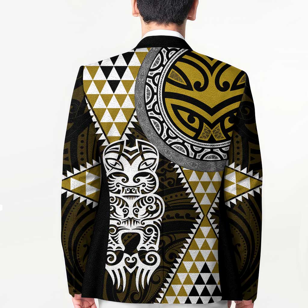 Yellow Aotearoa Niho Taniwha Blazer Maori Mythology Tooth - Taniko Motifs - Polynesian Pride