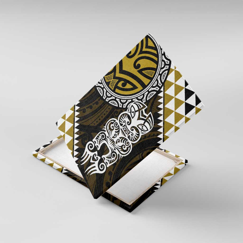 Yellow Aotearoa Niho Taniwha Canvas Wall Art Maori Mythology Tooth - Taniko Motifs