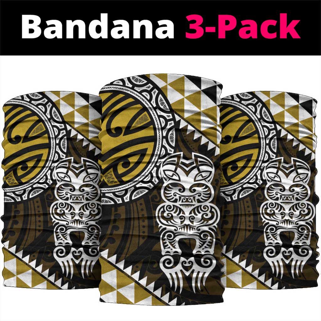 Yellow Aotearoa Niho Taniwha Neck Gaiter Maori Mythology Tooth - Taniko Motifs - Polynesian Pride