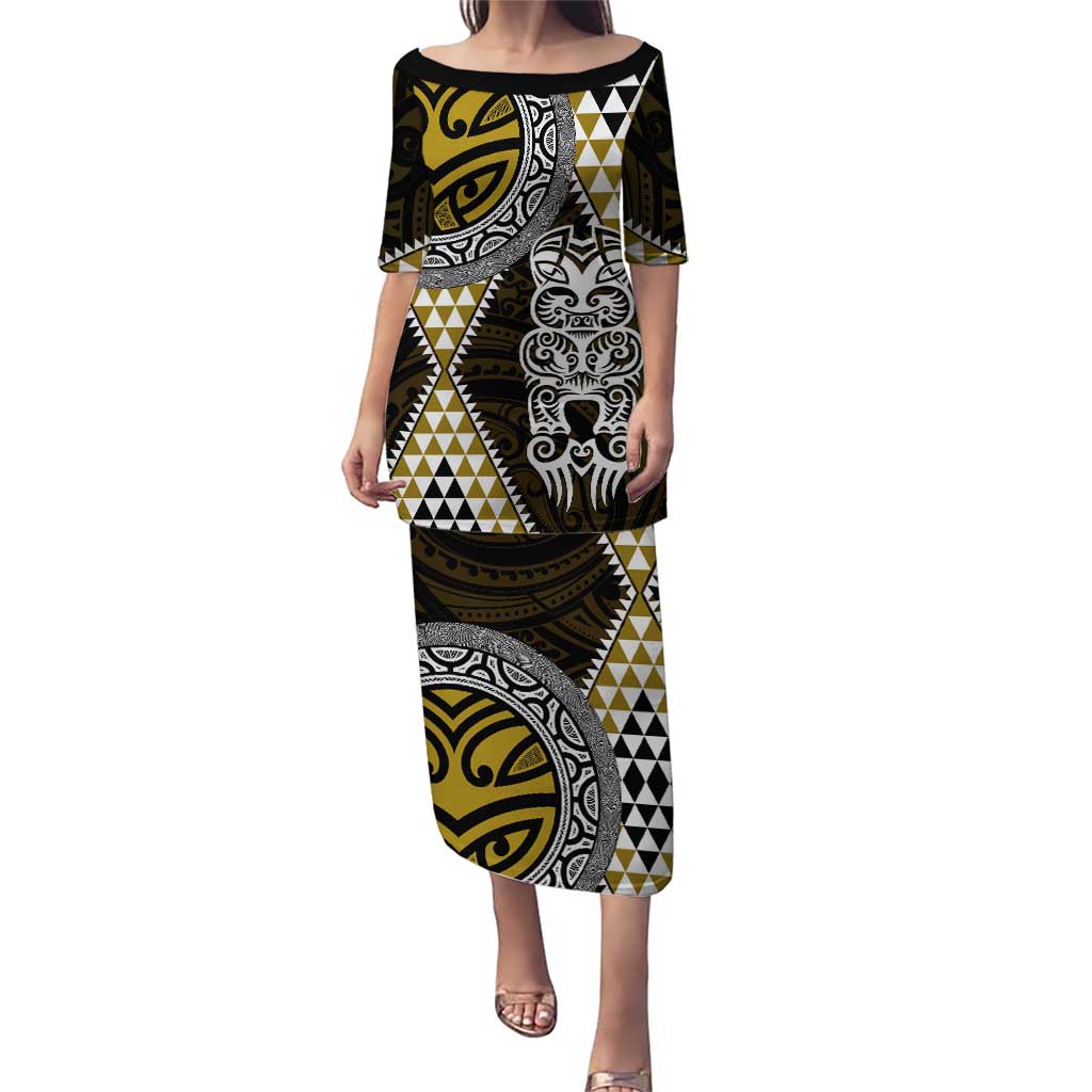 Yellow Aotearoa Niho Taniwha Puletasi Maori Mythology Tooth - Taniko Motifs