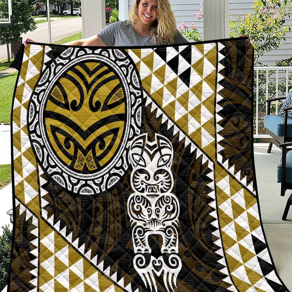 Yellow Aotearoa Niho Taniwha Quilt Maori Mythology Tooth - Taniko Motifs LT14 Yellow - Polynesian Pride