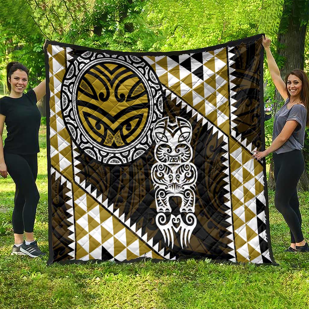 Yellow Aotearoa Niho Taniwha Quilt Maori Mythology Tooth - Taniko Motifs LT14 - Polynesian Pride