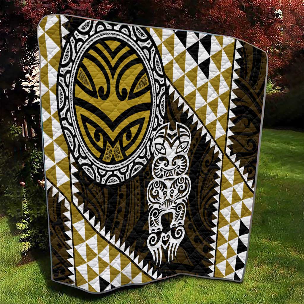Yellow Aotearoa Niho Taniwha Quilt Maori Mythology Tooth - Taniko Motifs LT14 - Polynesian Pride