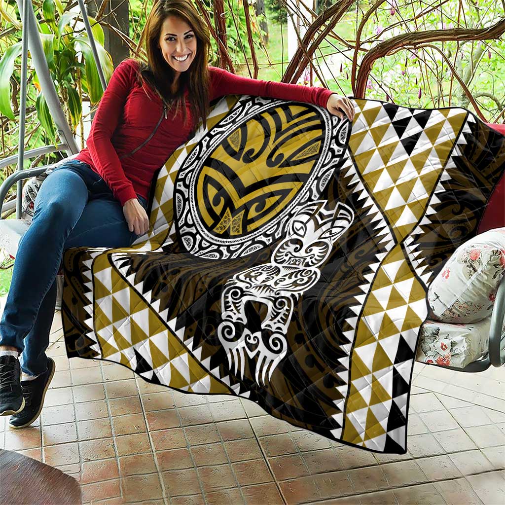 Yellow Aotearoa Niho Taniwha Quilt Maori Mythology Tooth - Taniko Motifs LT14 - Polynesian Pride