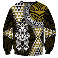 Yellow Aotearoa Niho Taniwha Sweatshirt Maori Mythology Tooth - Taniko Motifs LT14 - Polynesian Pride